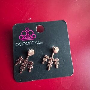 NWT Paparazzi Pierced Earrings, Rose gold tone Leaves